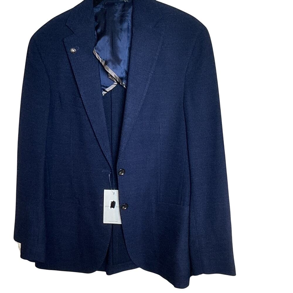 NWT Jak Victor Wool Blend Single Breasted Two Button Jacket Navy Size 38